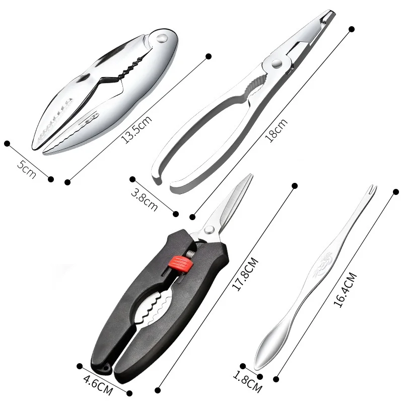 Stainless Steel Crab Tool Set Crab Peel Shrimp Tool Lobster Clamp Pliers Clip Pick Set Seafood Tools