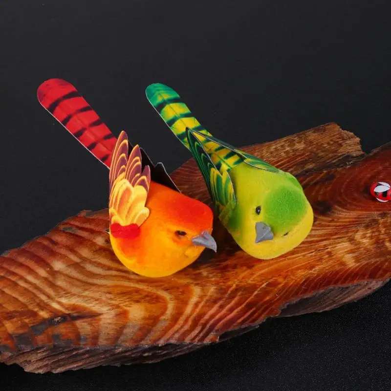 2 ピース/パックかわいい人工鳥ホームテーブルガーデン装飾飾りギフト友人のためのかわいいミニ泡羽鳥スズメ乳