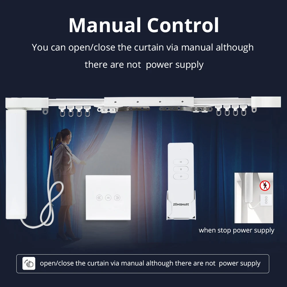 Imagem -03 - Motor Elétrico Cortina Zemismart Interruptor Wi-fi Tuya com Casa Inteligente Ferroviário Tuya Smart Life App Alexa Echo Google Home Control