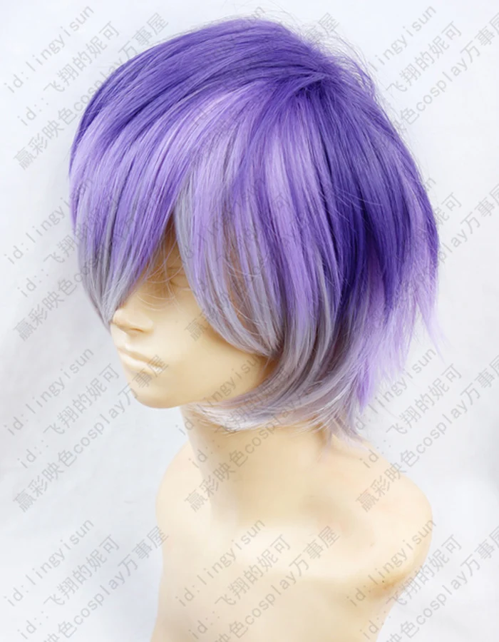 Anime Diabolik Liebhaber Sakamaki Kanato Perücke Cosplay Männer Kurze Lila Ombre Hitze Beständig Synthetische Haar Perücken + Freie Wig Cap