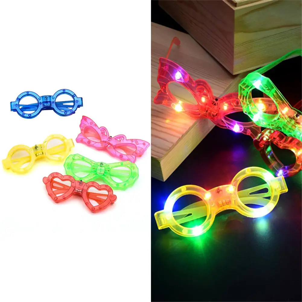 LED Cartoon Glowing Glasses Frame Kids Birthday Festival Party Costumes Cute Goodie Decors Take-home Favors Children Prop