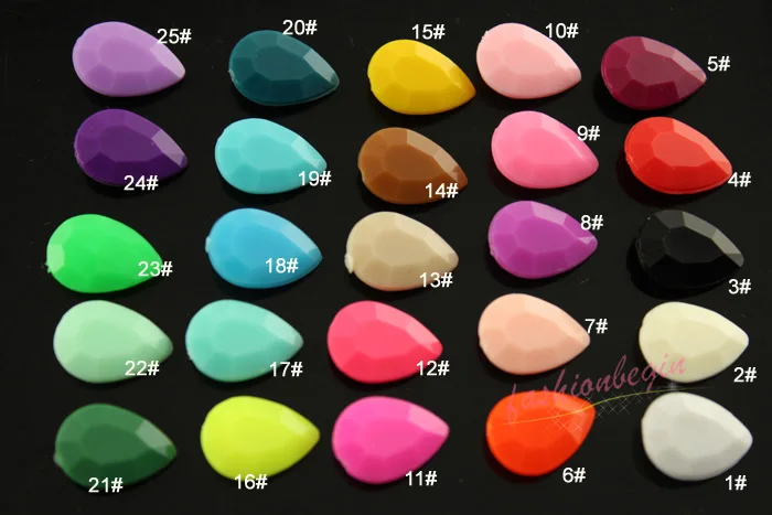 50pcs 10x14mm  various colors Marquise teardrop  candy Acrylic Fancy Stone Pointed back Droplet Beads No holes