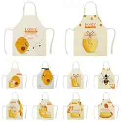 Kitchen Natural Honey Moon Bee Apron Sleeveless Apron Woman Kitchen Apron Woman Cooking Baking Bib Cleaning 68*55 Cm  Delantal