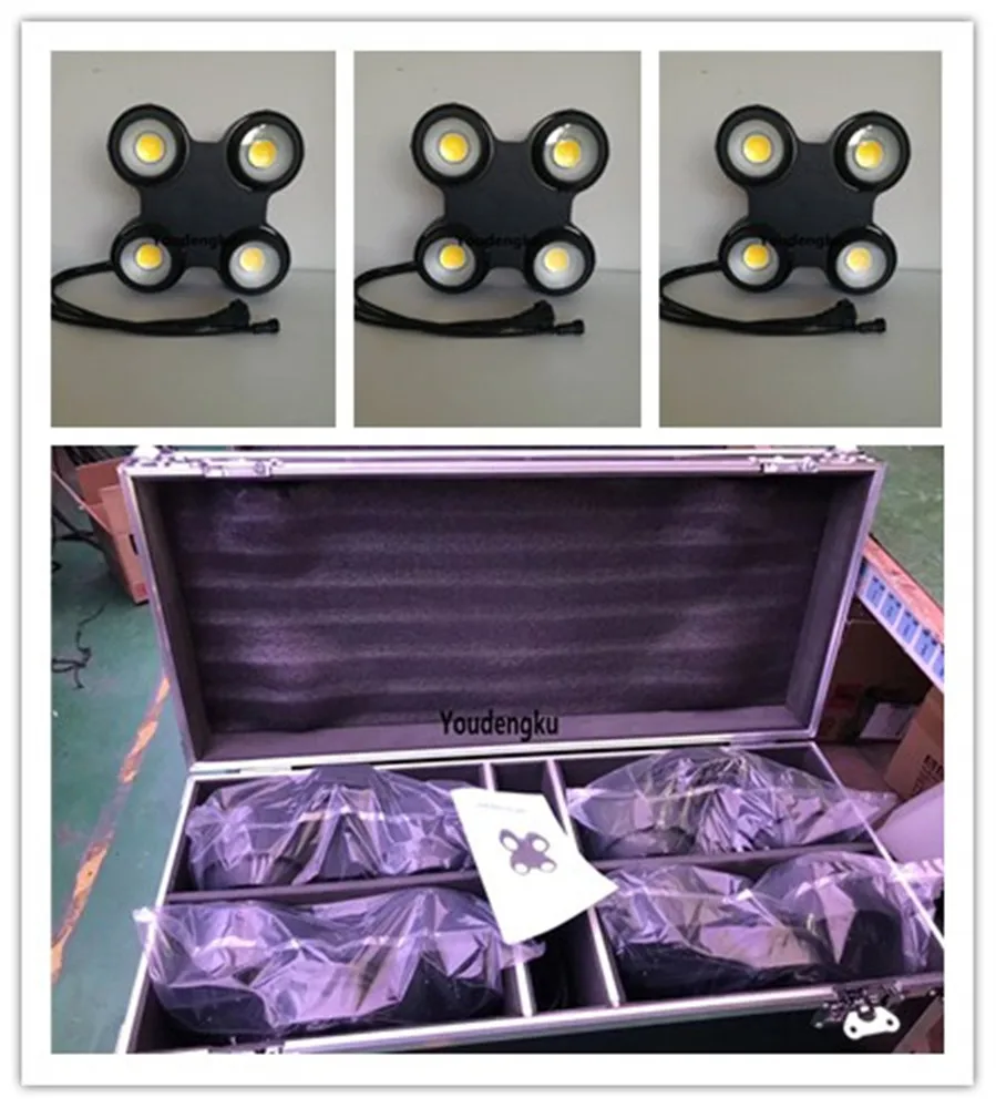 

4 pieces with flightcase 400w warm+cool white COB LED Blinder 4 Eyes waterproof Led IP65 outdoor blinders Wash Strobe Light