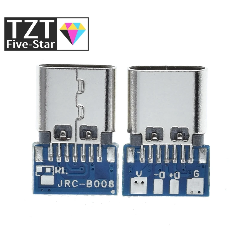 TZT 10/30 Stück USB 3.1 Typ C Stecker 14-Pin Buchse Durchsteckmontage PCB 180 Vertikal Abgeschirmt USB-C – Detail 1