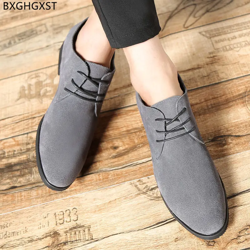 Grey Suede Shoes Men 2024 Black Derby Men Dress Shoes Italian Party Shoes for Men Formal Sapatos Social Masculino Zapatos Hombre