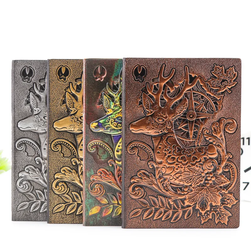 100 Sheets Classic Cartoon A5 Notebook European Embossed Retro Elk Notebooks Creative Upscale Business Office Gift Notepad