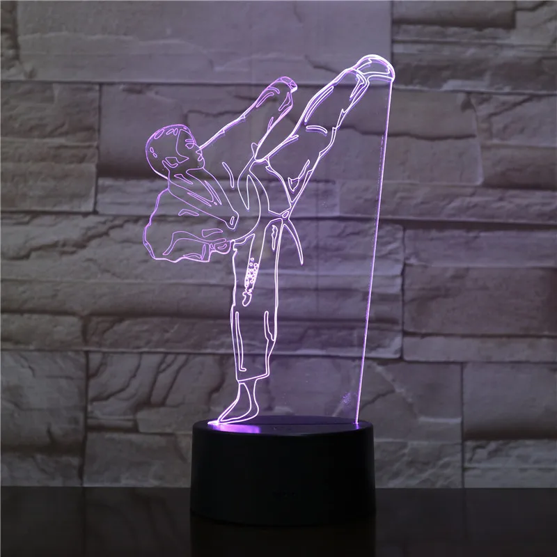 Karate Judo Table Lamp USB Taekwondo Bedroom Lighting Decor Kid Gift Colors Night Light Creative 3D LED Light Gradient Vision