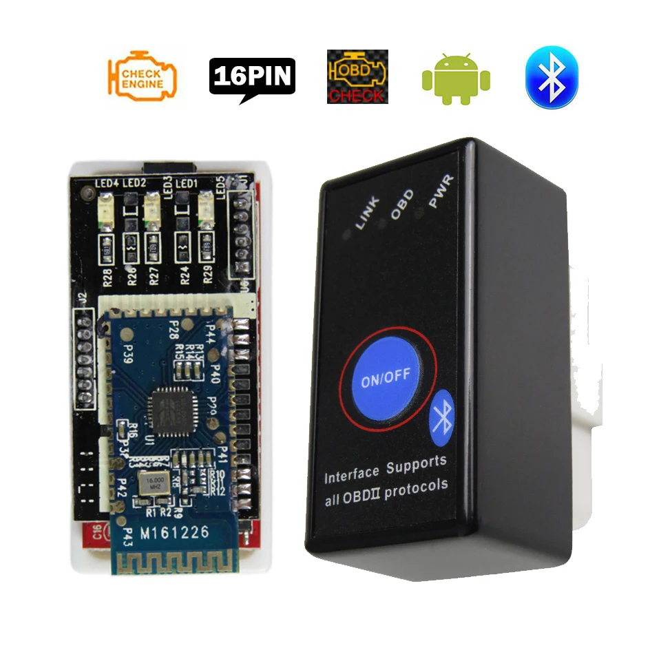 Bluetooth ELM327 V1.5 Автомобильные диагностические инструменты Выключатель питания ELM 327 В 1,5 OBD2 Сканер для Android Elm-327 OBD 2-кодовые считыватели Сканирование