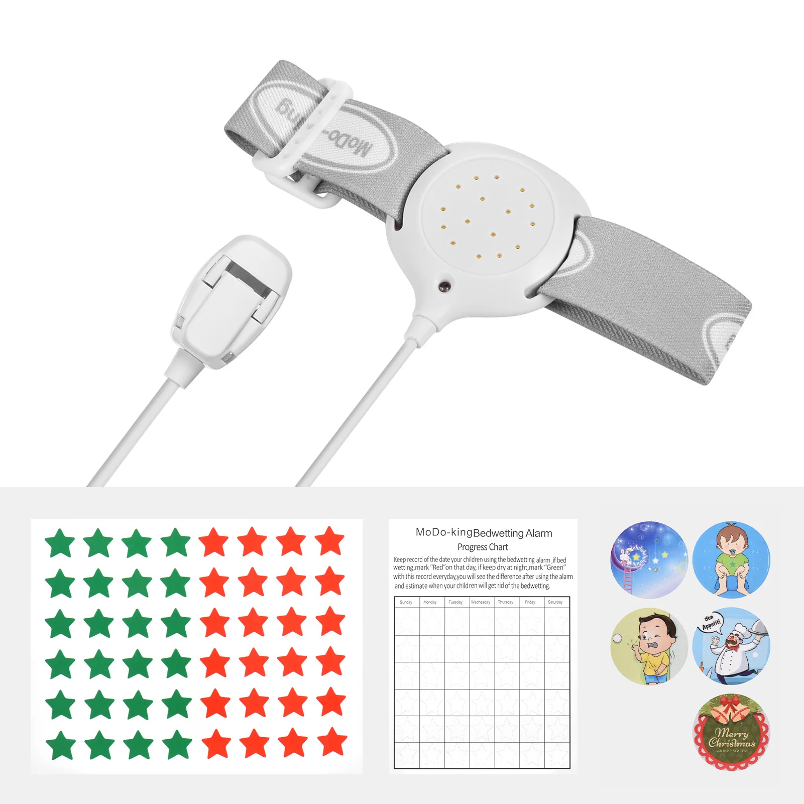 MA-108-2 Bedwetting Alarm Enuresis Alarm with Light Sound and Vibration USB rechargeable for Boys Girls Kids Children Adults