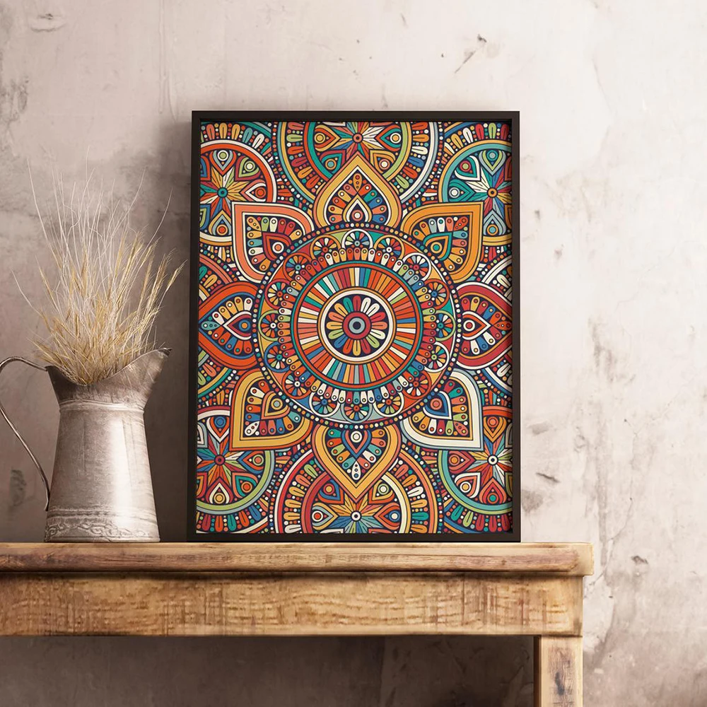 Colorful Mandala Abstract Yoga Wall Art Zen Print Canvas Poster Modern Home Decor Unframed Living Room Artwork