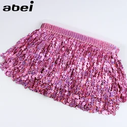 16cm Width 2yards Sequins Paillette Tassel Lace DIY Dance Dress Wedding Party Suits Apparel Sewing Fabric Trims