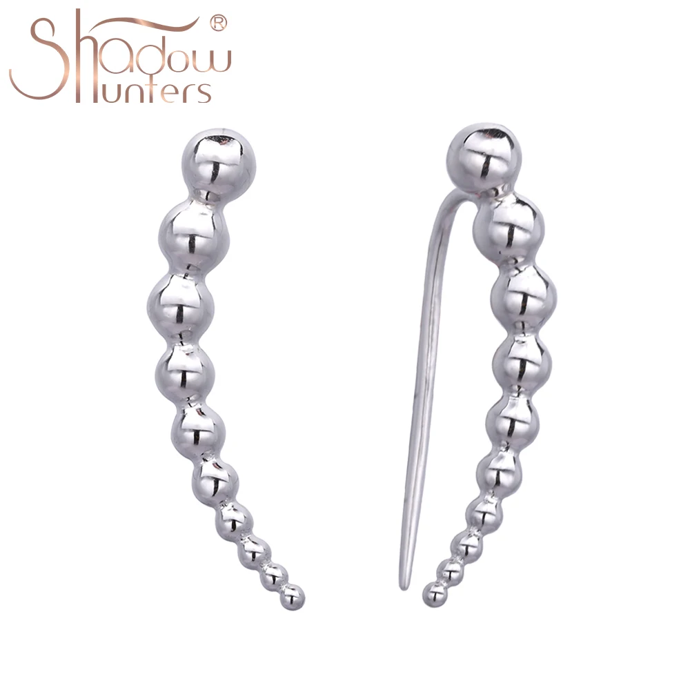 

SHADOWHUNTERS Authentic 925 Stelring Silver Round Charms Stud Earrings Women Femme Mujer Luxury Silver 925 Jewelry Making