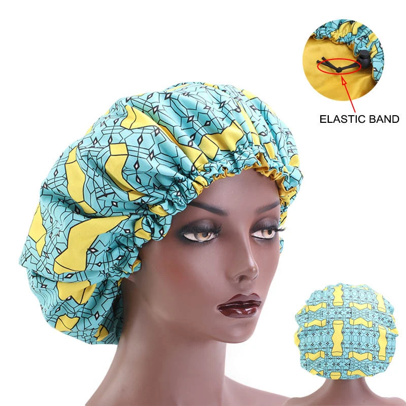 New Extra large Satin Lined Bonnets women African pattern print fabric Ankara bonnets Night Sleep Hat Ladies Turban