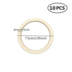 10 sztuk 7.5cm drewniane pierścionki drewniane pierścionki koła dla DIY wisiorek złącza tworzenia biżuterii ślubne dekoracje świąteczne