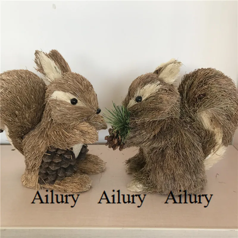 High-20cm,Cute Broad-Tailed Squirrel,Small Forest Animal,Christmas Pine Cone Decoration,Storefront Wedding \Window Oranment