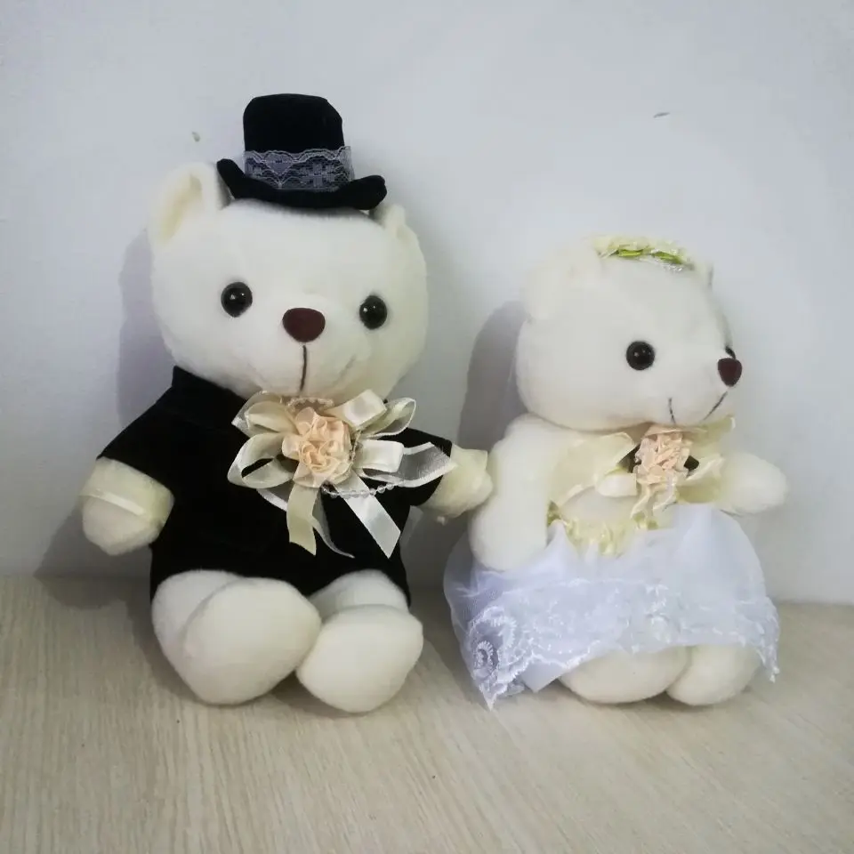 about 22cm wedding dressing loves bears soft doll Bride and groom bears plush toy proposal,wedding gift h2067