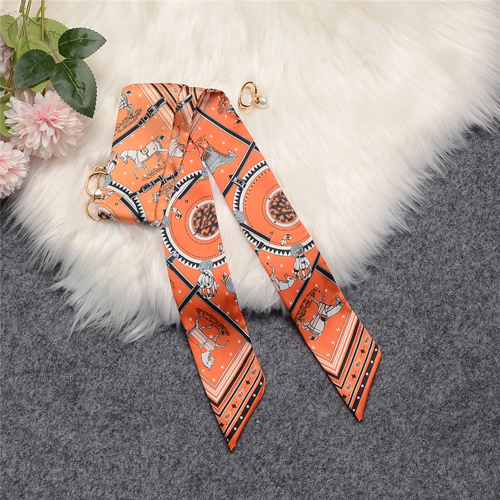 Luxury Horse Cloak Brand Scarf Fashion Design 100% Silk Scarf  Women Headwear Skinny Bag Hair Scarves Neckerchief