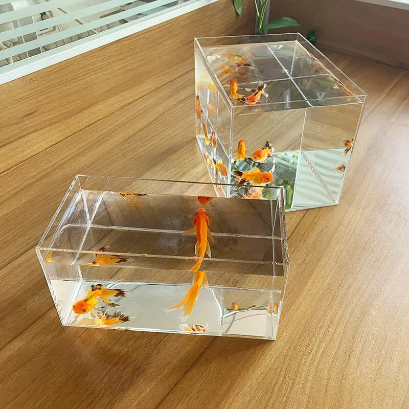 Desktop Separated Fish Tank for Betta Small Fish High Transparent Acrylic Open Aquarium Water Plant Tank Tortoise Tank