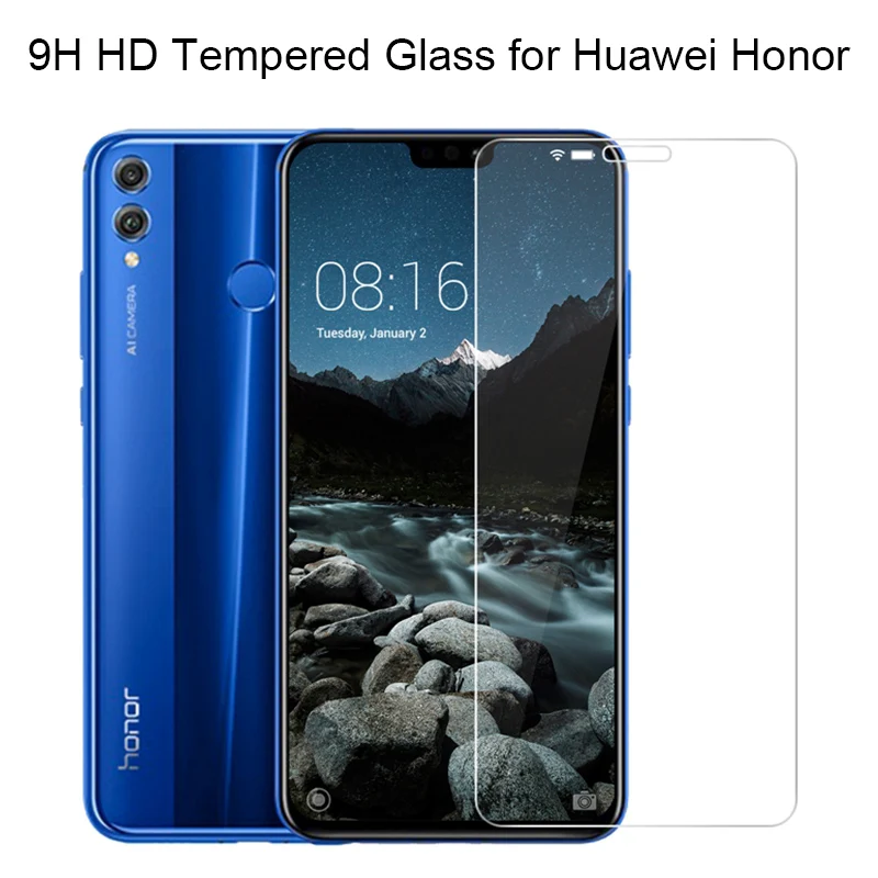 2pcs! Tempered Glass Toughed 9H HD Screen Protector for Honor 10 9 Lite Note 10 8 Protective Glass on Huawei Honor Play View 10