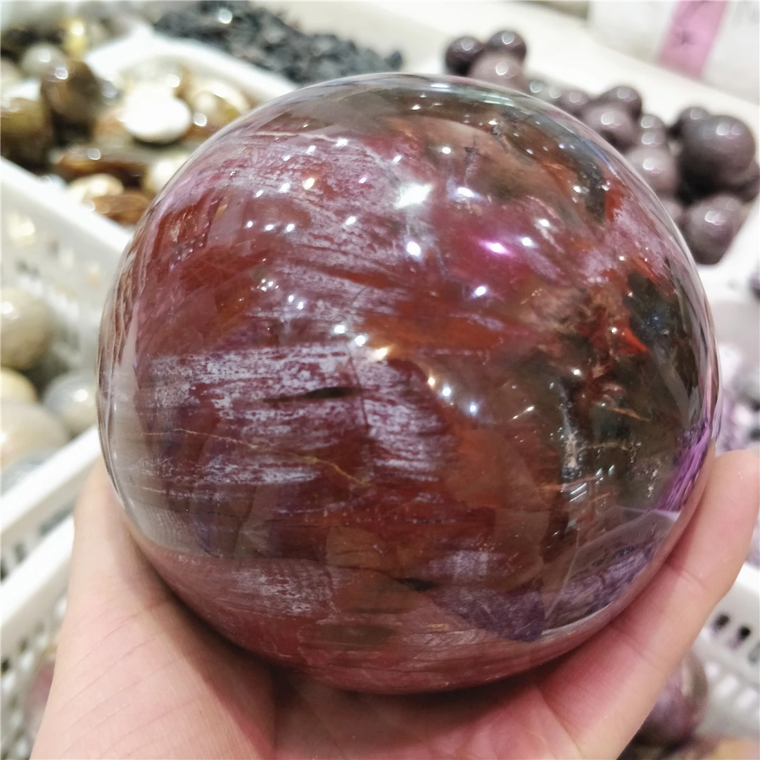 500-2000g Ugly Big Size Natural Woodstone Sphere Red Wood Balls Original Specimens Vintage Home Decoration