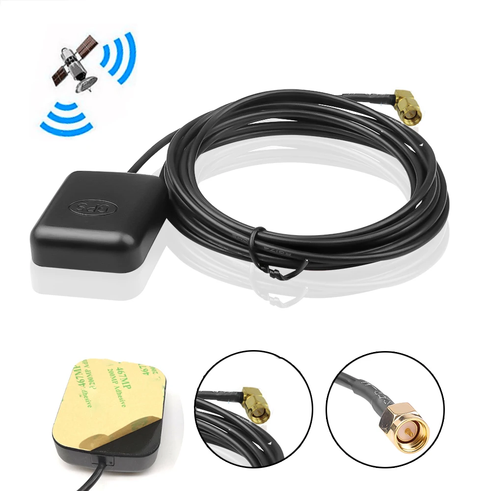 Samochodowa antena GPS Złącze SMA 3-metrowy kabel Odbiornik GPS Automatyczna antena Adapter do samochodowej kamery nawigacyjnej Odtwarzacz Mp5
