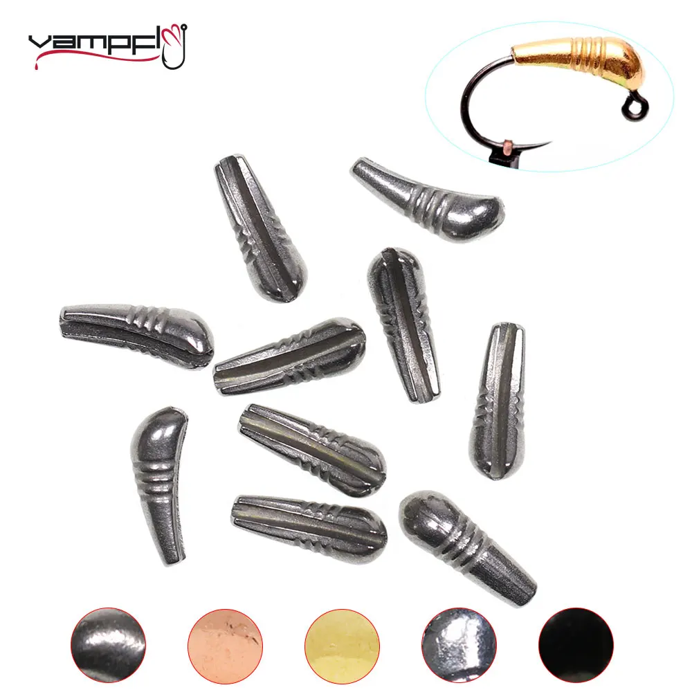 Vampfly 12pçs gancho de gabarito de corpo de ninfa de tungstênio ponderado, conta traseira, afundamento rápido, material de amarração de mosca, acessórios de isca de pesca no gelo xs ~ l