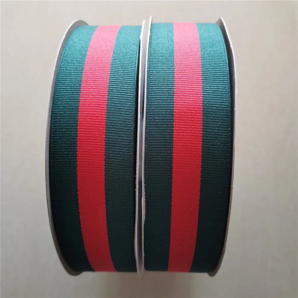 50 Yards Striped Grosgrain Ribbon Green Red Green Stripes Trims for DIY Hairbow Accessories Gift Package Cake Wrap Decoration