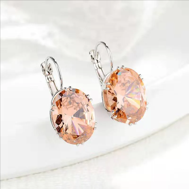 Milangirl Trendy Alloy Silver Color Water Drop Earrings for Women Crystal Multicolor Crystal  Earring Fashion Jewelry Hot Sale