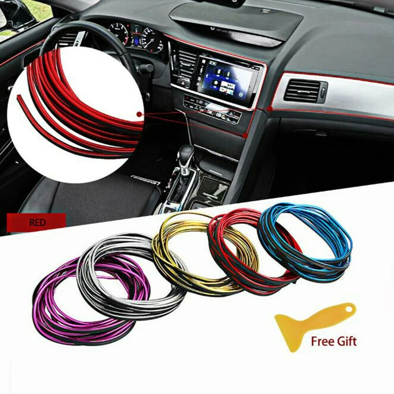 Rhyming 5M Car-styling Trim Strip Car Interior Decorative Moulding Line Flexible Door  Auto Accessories Interior Parts