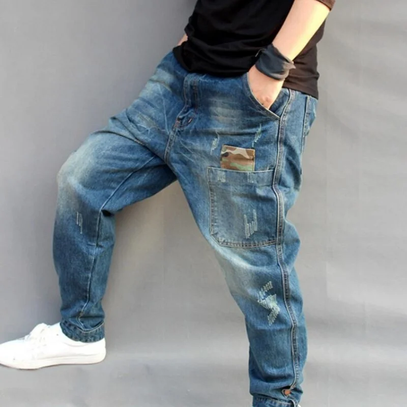 Pantalones vaqueros holgados rasgados para hombre, ropa de calle estilo Hip Hop, Skateboarder, talla grande, S-4XL