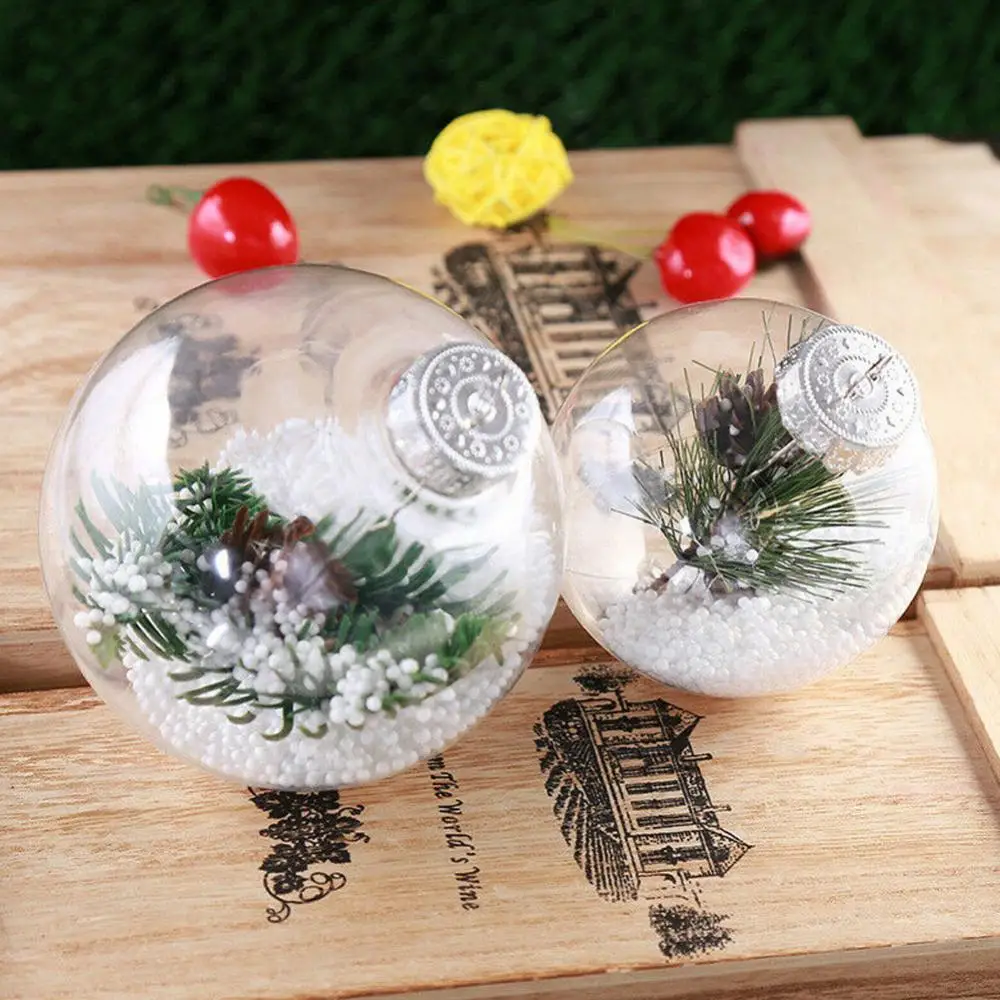 80%HOTTransparent Plastic Ball Baubles Christmas Tree Hanging Ornament DIY Decoration