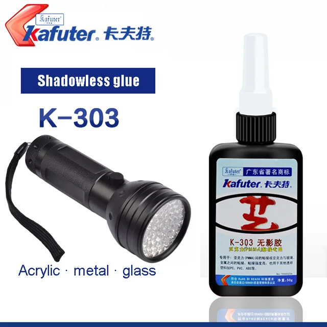 Kafuter 50ml K-303 klej UV akrylowy przezroczysty klej UV utwardzający klej i klej do szkła z 9/51 led latarka UV