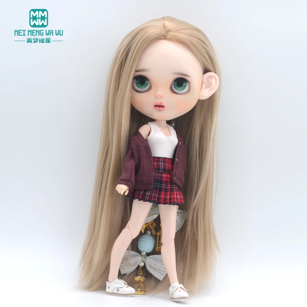 Kleidung für Puppen, passend für Blyth Azone OB22 OB24, Puppenzubehör, modische Jacke, Strickjacke, Minirock, Hemd – Detail 6