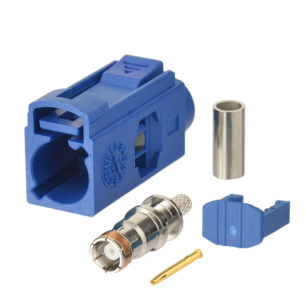 Superbat Fakra "C " 5005/Blue Female Crimp RF Coaxial Connector for Cable RG316 RG174 LMR100 for GPS Telematics& Navigation