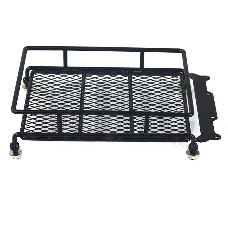 1/10 RC Car Rock Crawler Metal Roof Rack Luggage Carrier With LED Lights Bar For TAMIYA CC01 AXIAL D110 D90 RC Luggage Rack