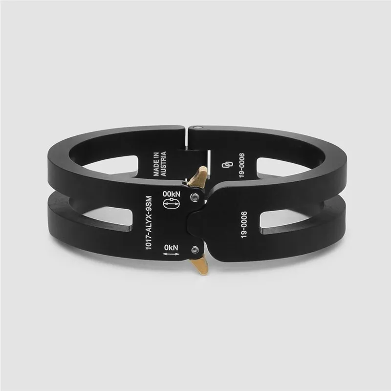 Streetwear High Quality ALYX Bracelet Aluminium Alloy Letters Engraving Functional Style Buckle Couples ALYX Bangles Bracelet