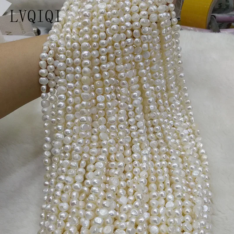 

Natural Freshwater Pearl Beads White High Quality 38cm Irregular Punch Loose Bead For DIY Women Necklace Bracelet Jewelry Making