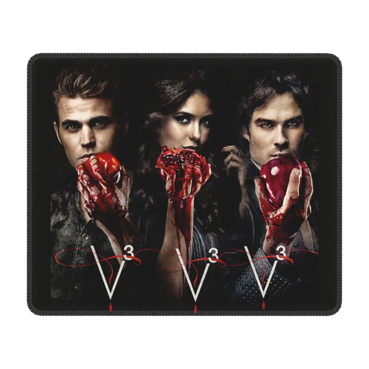 The Vampire Diaries Computer Mouse Pad Square Mousepad with Stitched Edges Non-Slip Rubber Supernatural TV Desk Mat for Gamer