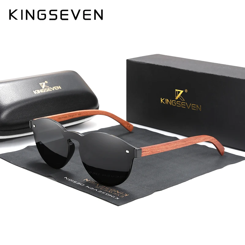 Natural Wooden Sunglasses KINGSEVEN Bubinga Men's Polarized Glasses Wooden Fashion Sun Glasses Original Accessories