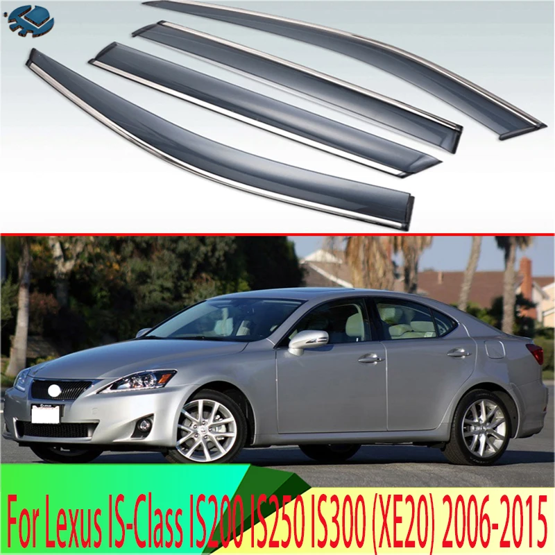 

Plastic Exterior Visor Vent Shades Window Sun Rain Guard Deflector For Lexus IS-Class IS200 IS250 IS300 (XE20) 2006-2015