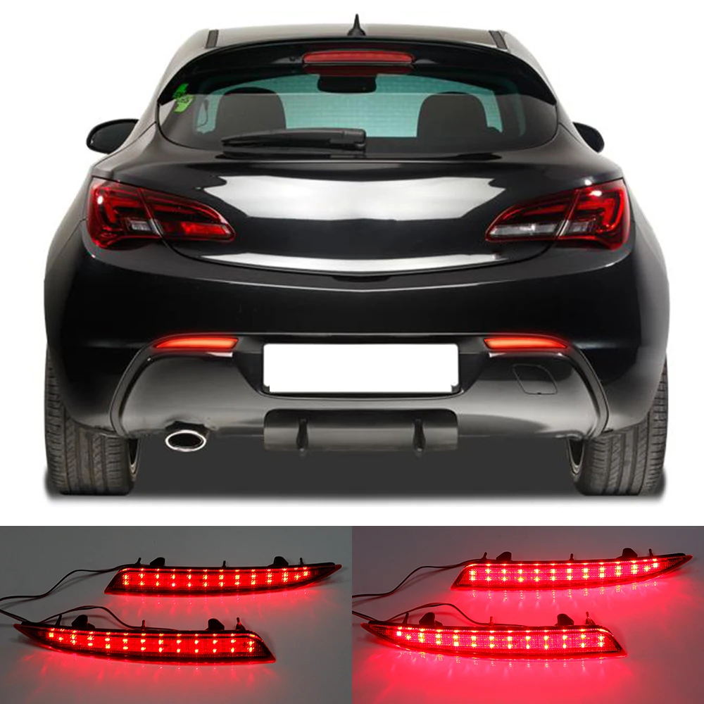 2pcs LED Rear Bumper Reflector Tail Led Brake Stop Lights Reversing Lamp For Opel Vauxhall For Astra J 2009-2015 Car Accessories