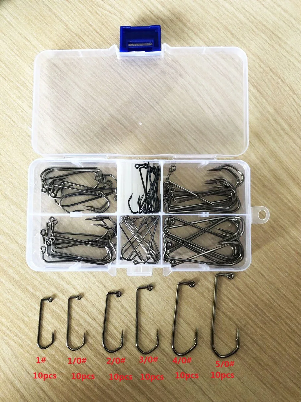 Barbarian Fishing Hooks Kit, High Carbon Steel, Barbed Hook, Black, Size 1 # to 5/0 #, 60 PCs/Box, 7150