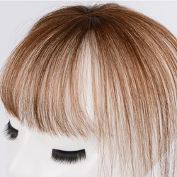 Allaosify-peluquín Topper de 11 pulgadas para mujer, extensión de cabello de una pieza, pelo sintético con flequillo, Clip Ins de 4 colores
