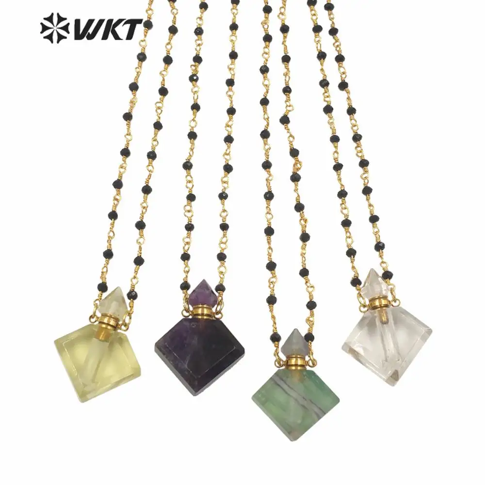 WT-N1229 Luxury Jewelry Women Necklace 18 inch Stone Rosary Chain Trendy Perfume Bottle Necklace New arrival Stone Necklace