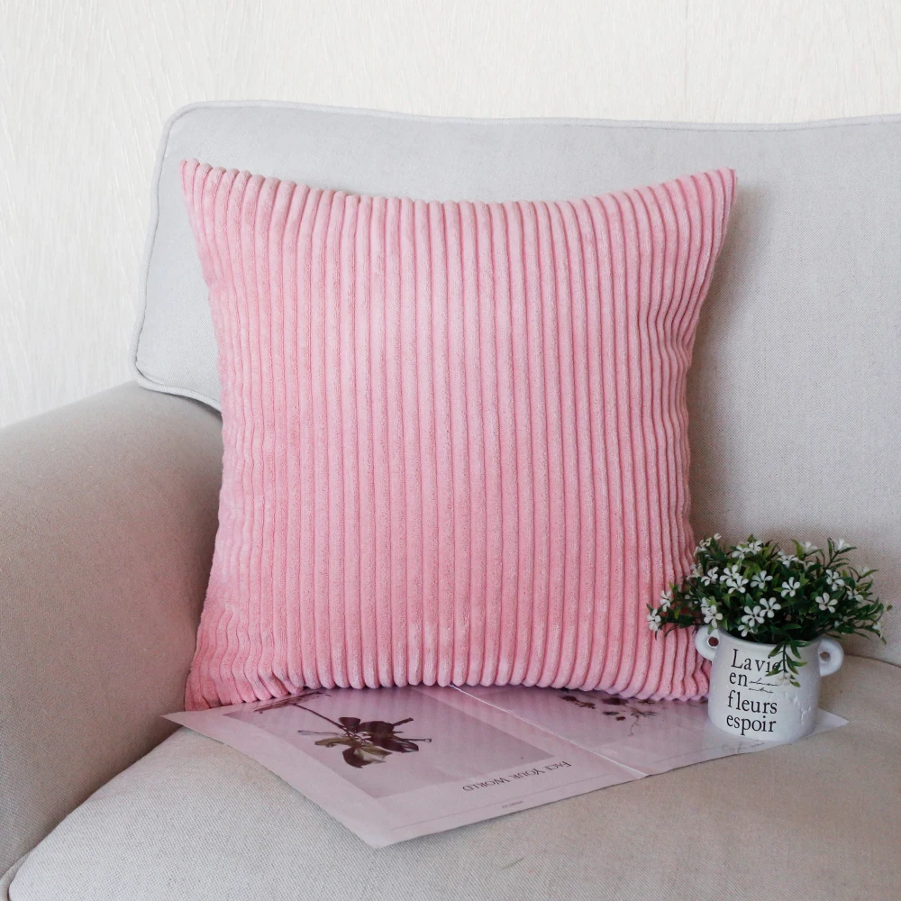Gestreifter Cordstoff, einfarbig, Kissenbezug, 45/50/60 cm, Sofa-Bett-Dekoration, klassischer einfacher Kissenbezug NPCJC-C – Detail 19