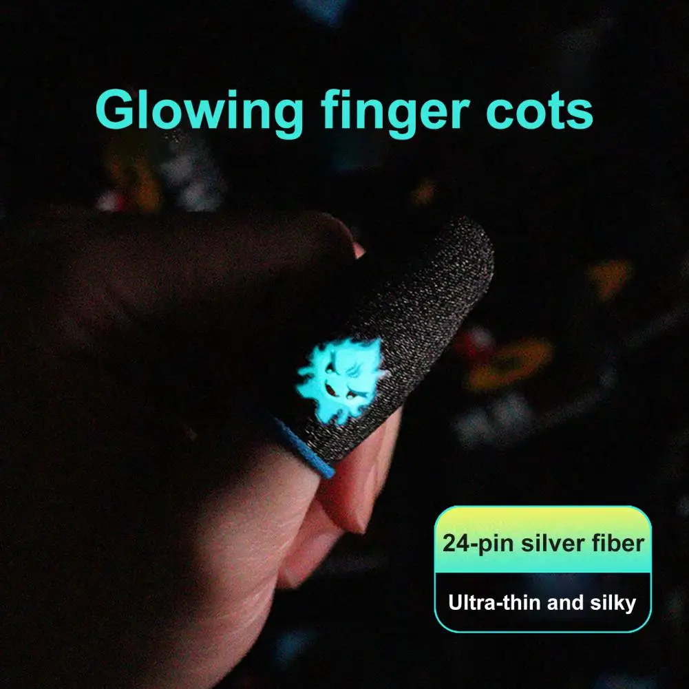 1 Pair  Finger Cover High-quality Faux Silver Fiber Gaming Finger Cover Washable Luminous Fingertip Gloves
