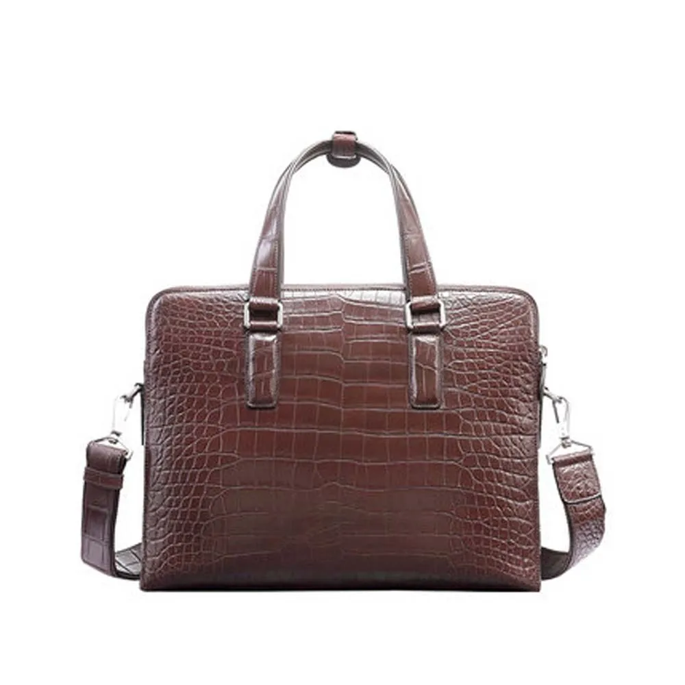 ouluoer new arrival Thailand  crocodile leather handbag  male  business men briefcase  high One shoulder Big bag men handbag