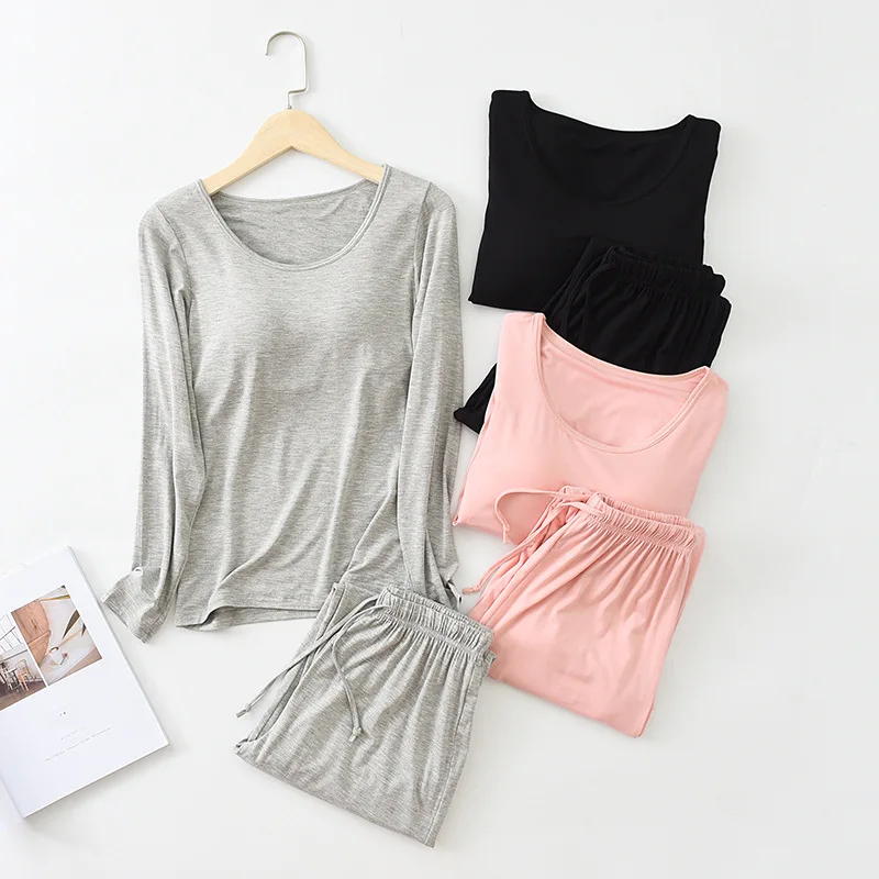 Autumn Winter Modal Sleeping Clothes For Home Women Pajamas For Two Piece Set Long Sleeve Pijamas Feminino Suit Women M-XXL
