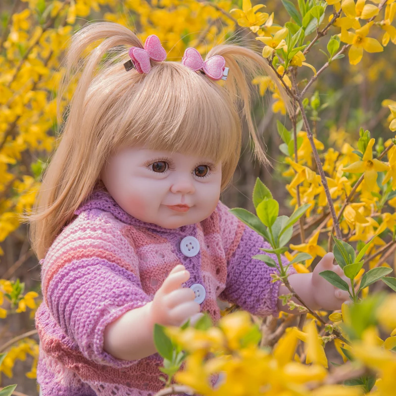 

46CM High Quality Collectible Doll Princess Reborn Toddler Girl Doll with Blonde Hair Doll Hand-made Doll